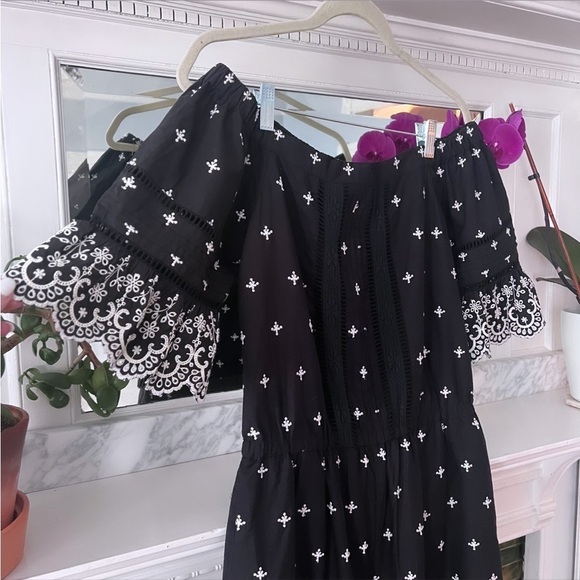 LOVE SAM Water Lily Off The Shoulder Washed Black Jumpsuit Sz Small LIKE NEW - Picture 8 of 16